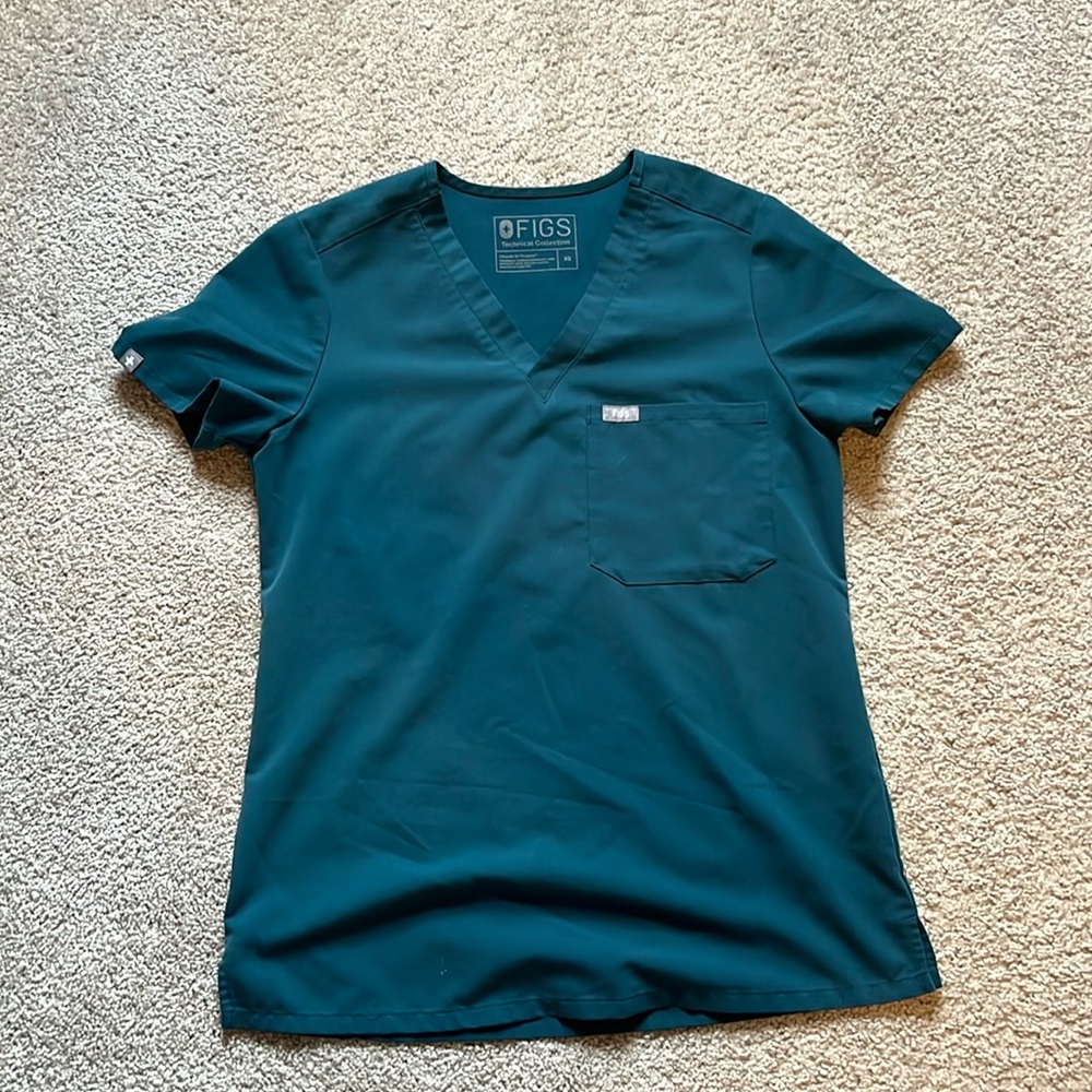 Figs XS Caribbean Blue Catarina Scrub Top